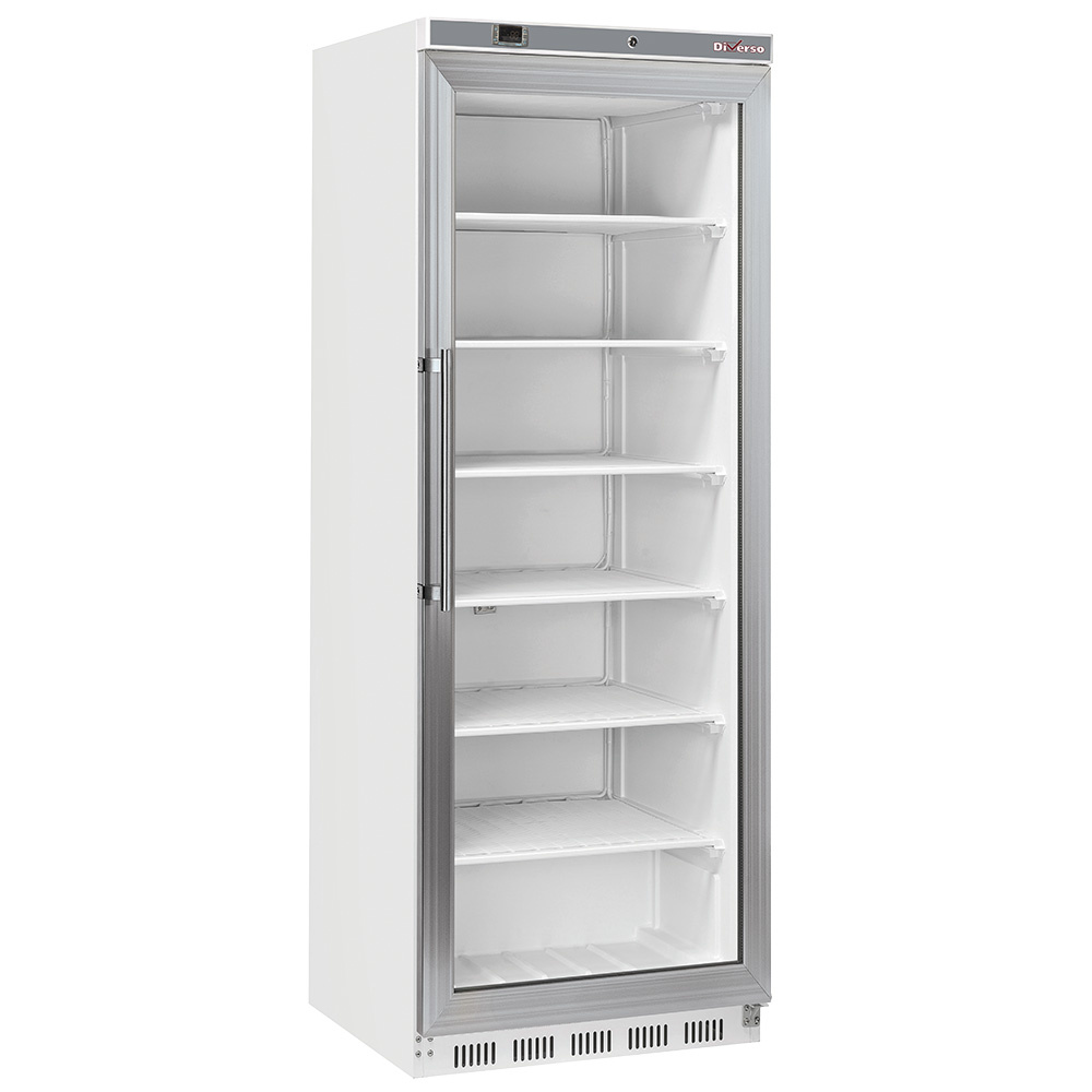 Armario congelador, puerta de vidrio, estático, 400 litros - Blanco