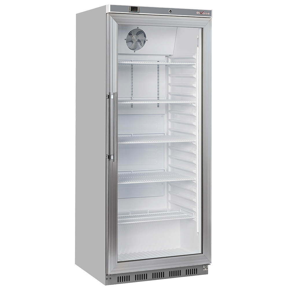 Armario frigorífico GN 2/1, puerta de vidrio, ventilado, 600 litros. acero inoxidable