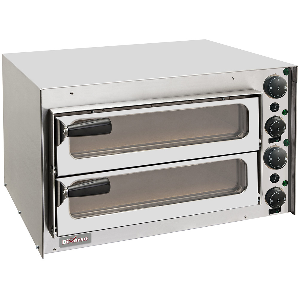 Horno de pizza 350 mm, con puerta de vidrio, con doble cámara