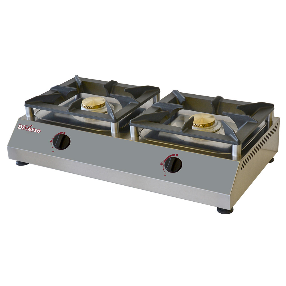 Estufa de gas de mesa, 2 fuegos vivos 5 kW