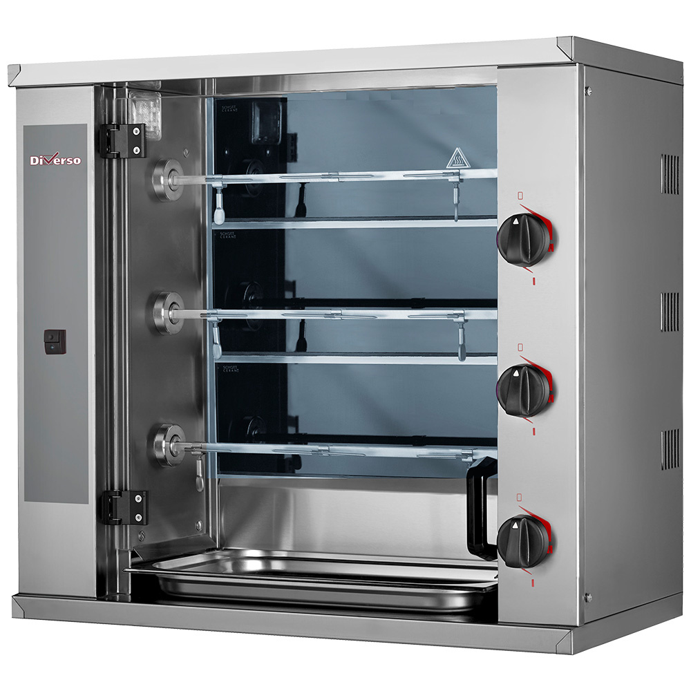 Asador de pollos vitrocerámico, 3 espadas (9 pollos) SMALL