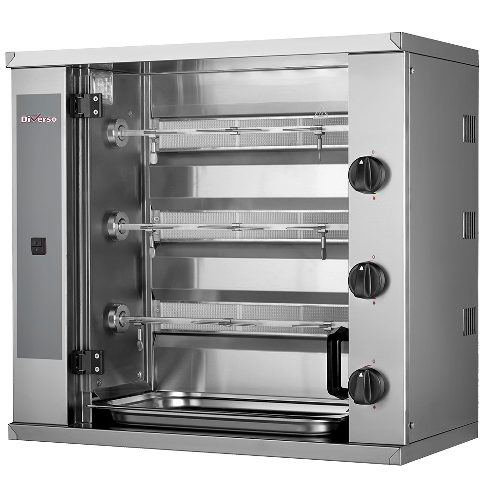 Asador  de gas, 3 espadas (9 pollos) SMALL