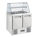 Saladette con cristal curvo 2x GN1/1+3x GN 1/6-150 mm + reserva 2 puertas GN 1/1