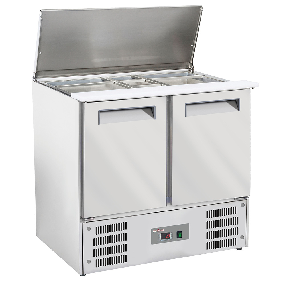 Saladette con tapa 2x GN1/1+3x GN 1/6-150 mm + reserva 2 puertas GN 1/1