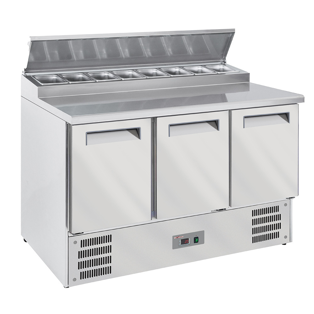 Mesa frigorífica 3 puertas GN 1/1, + estructura refrig. 8x GN1/6-150 mm