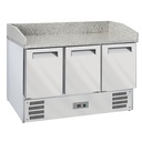 Mesa refrigerada para pizzas de 3 puertas GN1/1, Encimera de granito