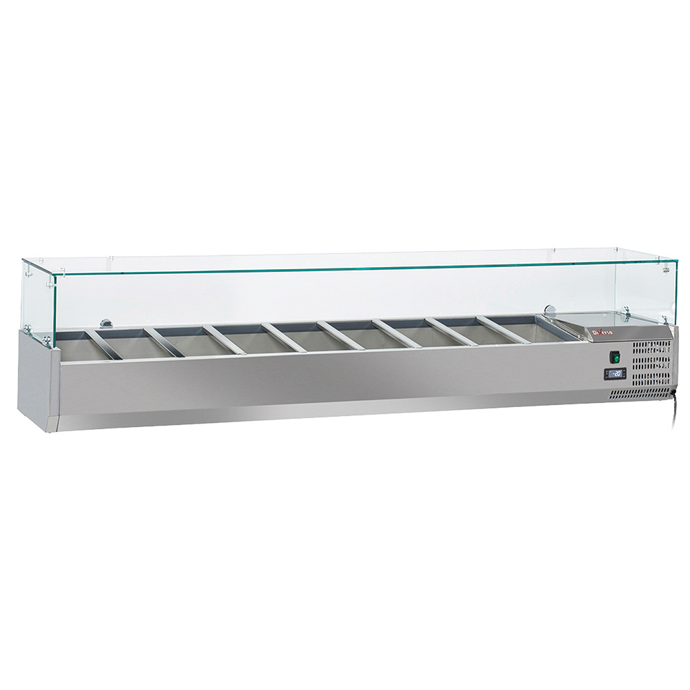 Vitrina refrigerada 9x GN1/3 - 150 mm, con cristal