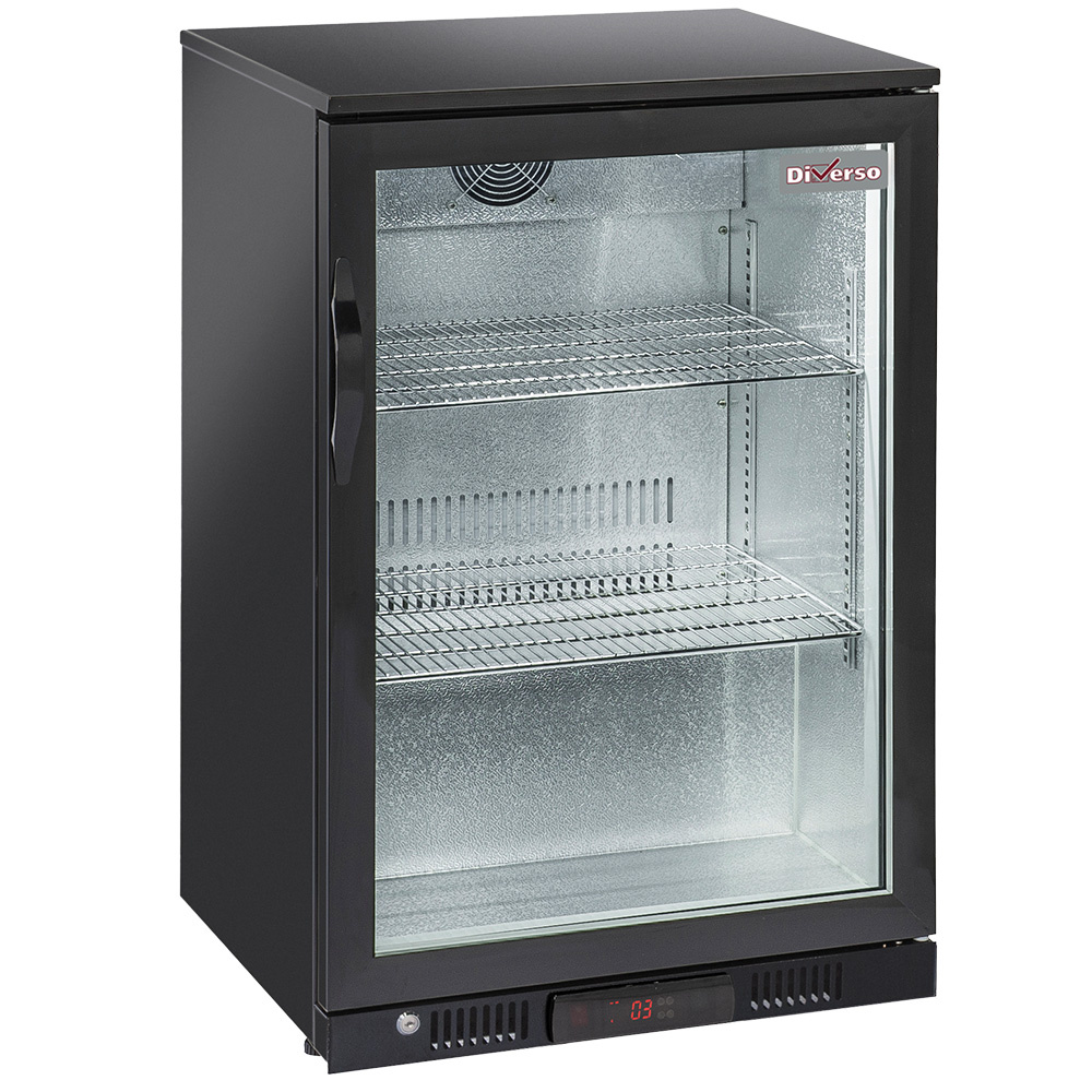 Enfriador de botellas ventilado "barra trasera", 1 puerta de cristal batiente