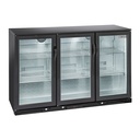 Enfriador de botellas ventilado "barra trasera", 3 puertas de cristal batiente