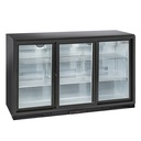 Enfriador de botellas ventilado "barra trasera", 3 puertas de cristal corredizas