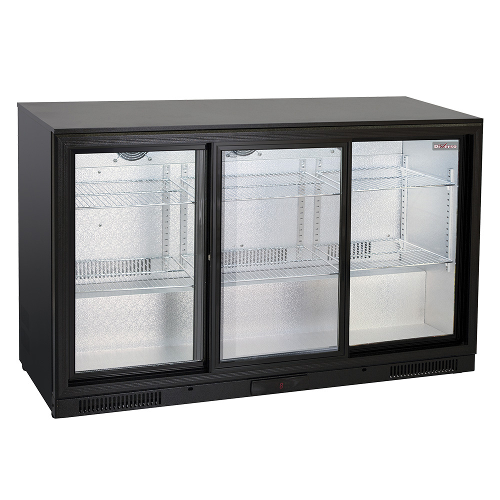 Enfriador de botellas ventilado, 3 puertas de cristal corredizas
