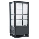 Vitrina de mesa ventilada, 4 caras acristaladas, 4 niveles, 80 litres - "Negro"