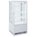 Vitrina de mesa ventilada, 4 niveles, 4 caras de cristal, 80 litros - BLANCA