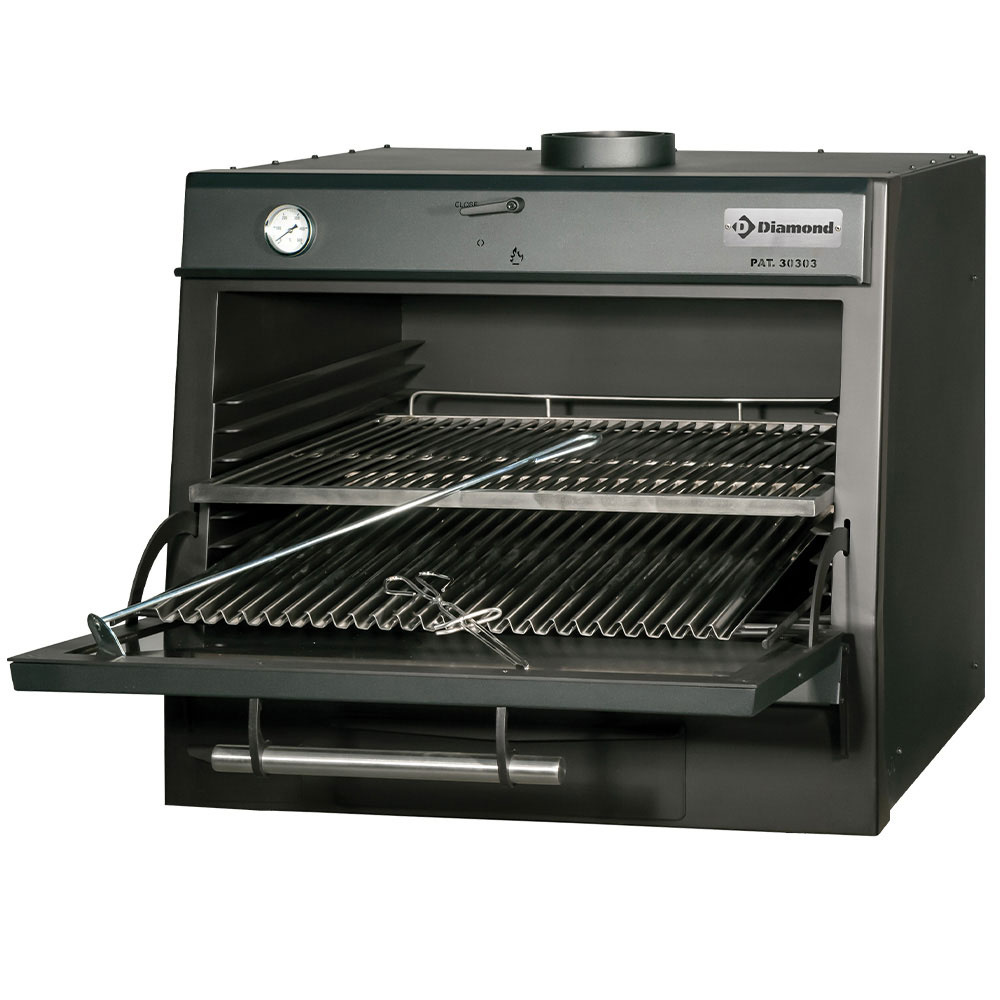Horno-BBQ brasa, GN 1/1 + GN2/4 (75 Kg/h)/Negro