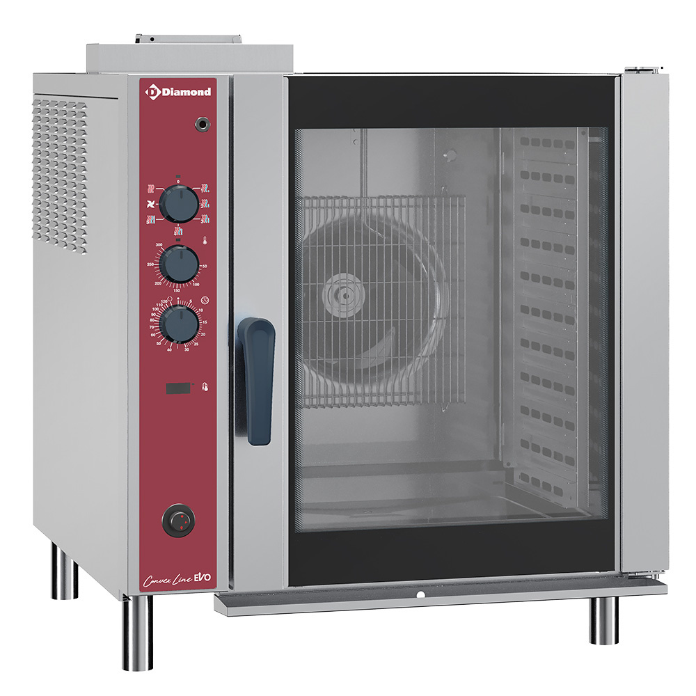 Horno de convexión a gas, 10x GN 1/1, umidificador automatico