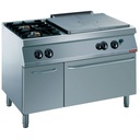 Cocina 2 fuegos, placa incandescente, horno a gas GN 2/1, armario neutro