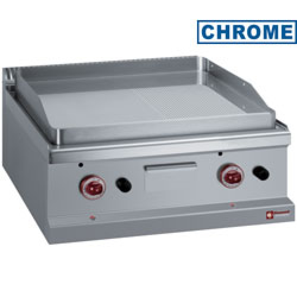 Cocina de plancha a gas, 1/2 lisa 1/2 ranurada, cromo duro 50 µm -Top-