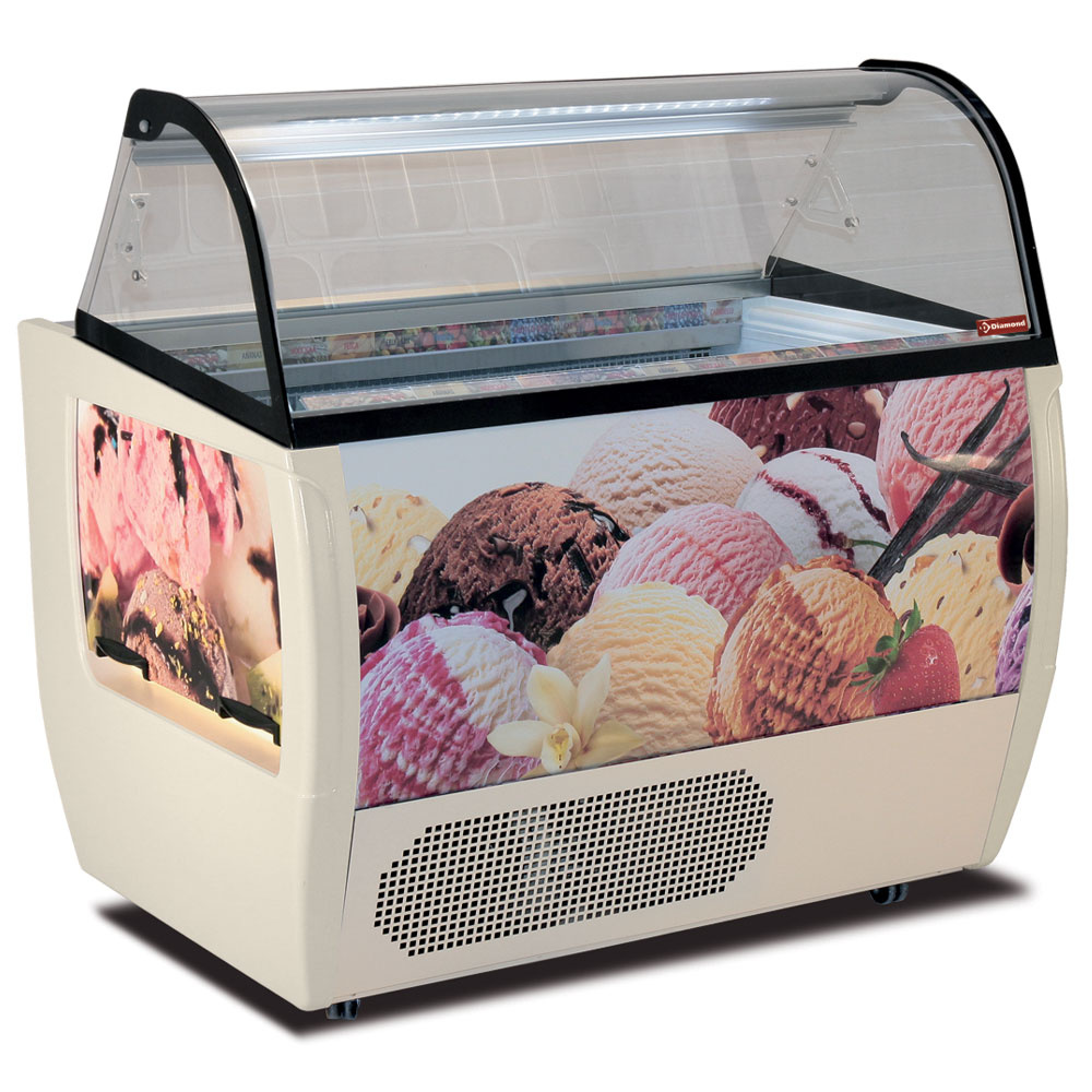 Mostrador presentador de helado, 10 recipientes 5 Lit. con reserva