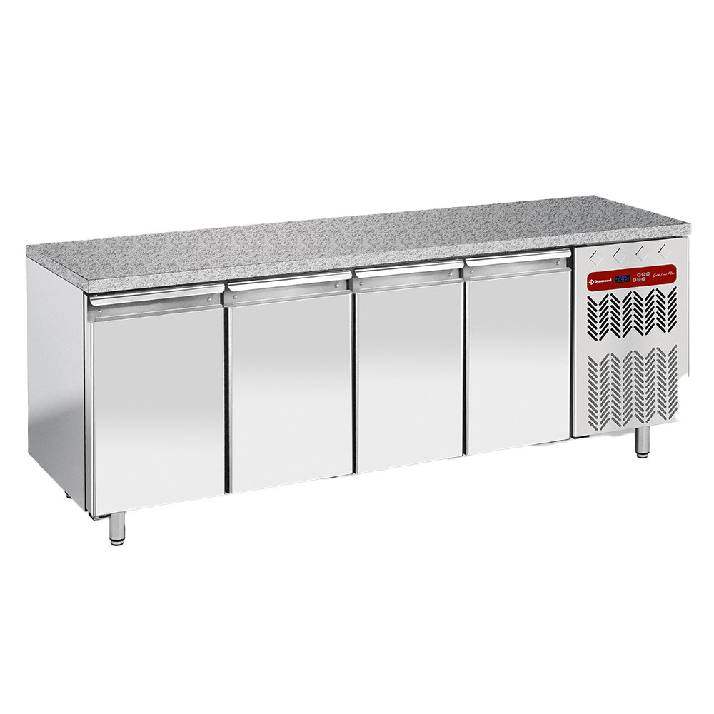 Mesa frigorífica y ventilada, 4 puertas EN 600x400 - Top de granito