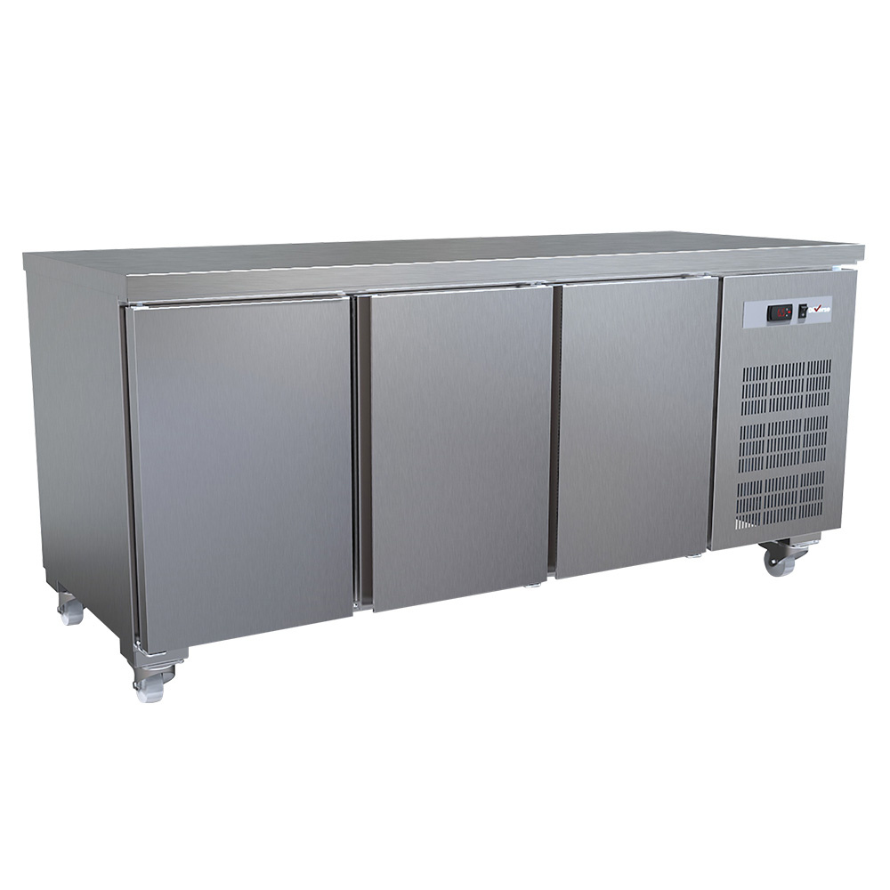 Mesa frigorífica y ventilada, 3 puertas GN 1/1 (405 Lit.), sobre ruedas