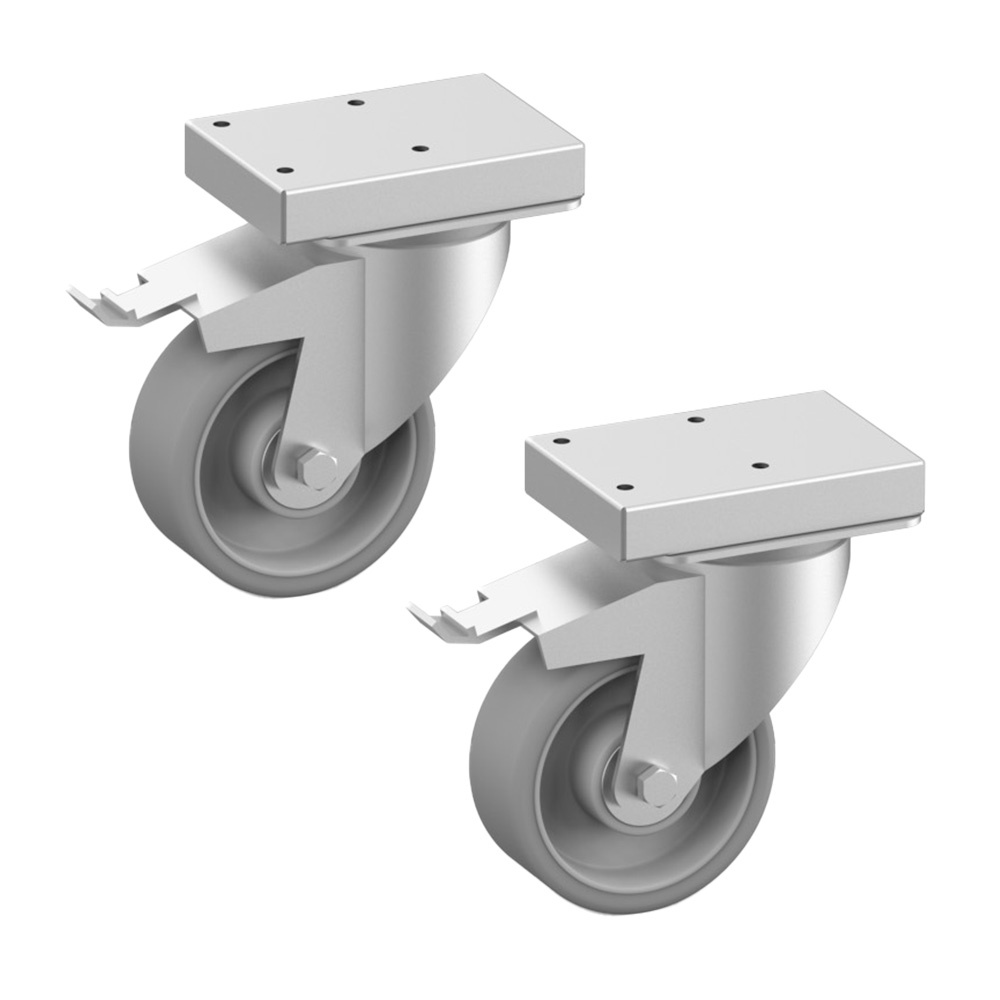 Ruedas de acero inoxidable con freno Ø 100 mm (2 piezas)