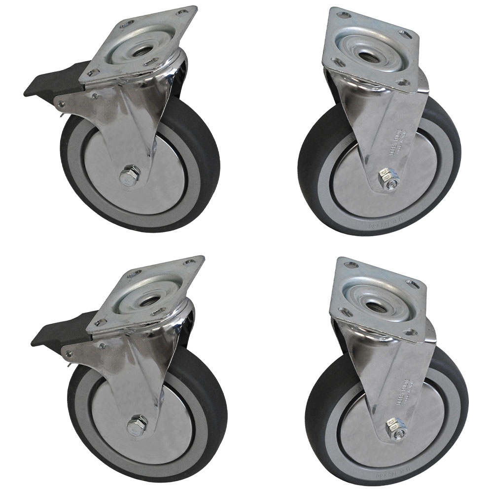 Kit de 4 ruedas "Inox." para armario, 2 con freno