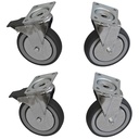 Kit de 4 ruedas "Inox." para armario, 2 con freno