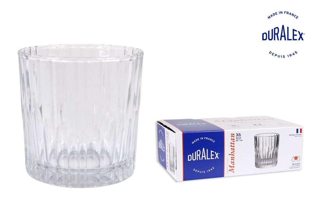 SET 6 CLEAR GLASS 31cl "MANHATTAN"