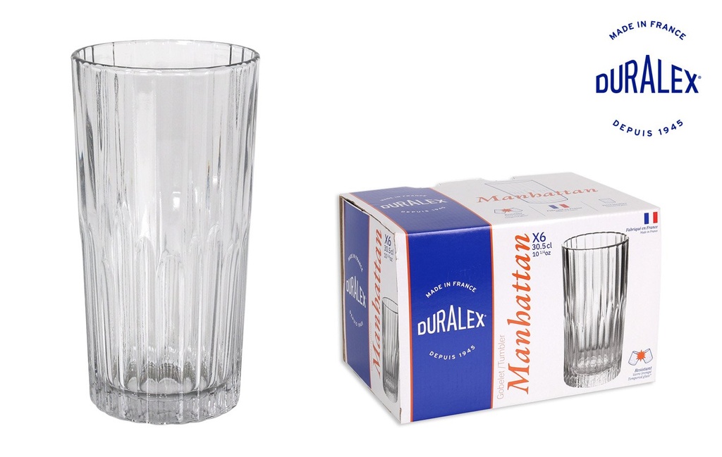 > SET 6 CLEAR GLASS 30.5cl "MANHATTAN"