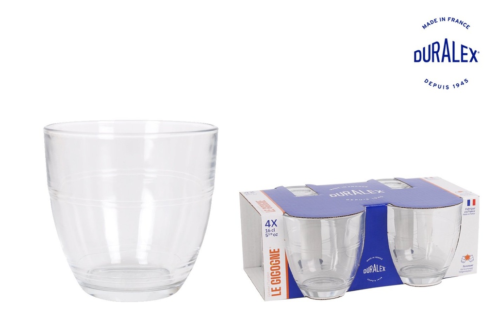 [T12-1016ACS] (F) (EK) SET 4 VASOS TRANSPARENTE 160cc "GIG