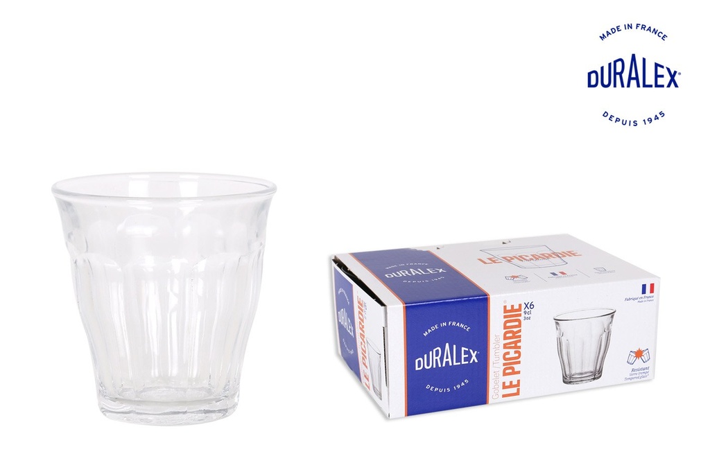 [T14-1023ABC] $ SET 6 VASOS TRANSPARENTE 90cc "PICARDIE"