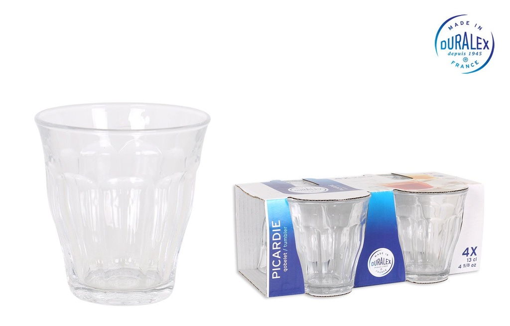 [T14-1024ACS] (F) SET 4 VASOS TRANSPARENTE 130cc "PICARDIE