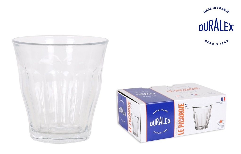 [T16-1026ABS] SET 6 VASOS TRANSPARENTE 20cl "PICARDIE"