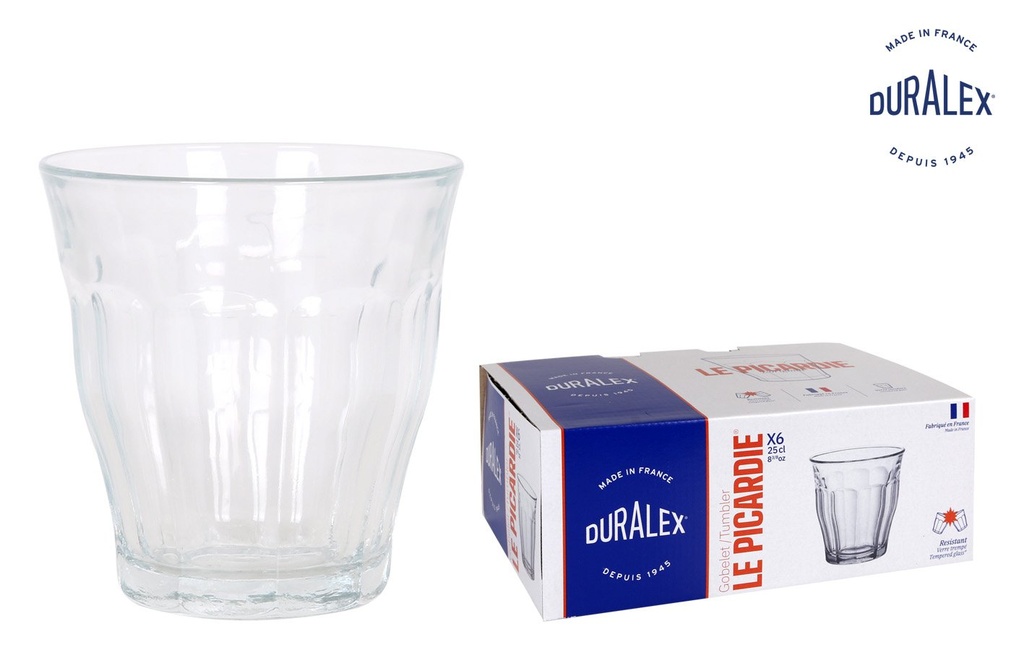 [T16-1027ABD] SET 6 VASOS TRANSPARENTE 25cl "PICARDIE"