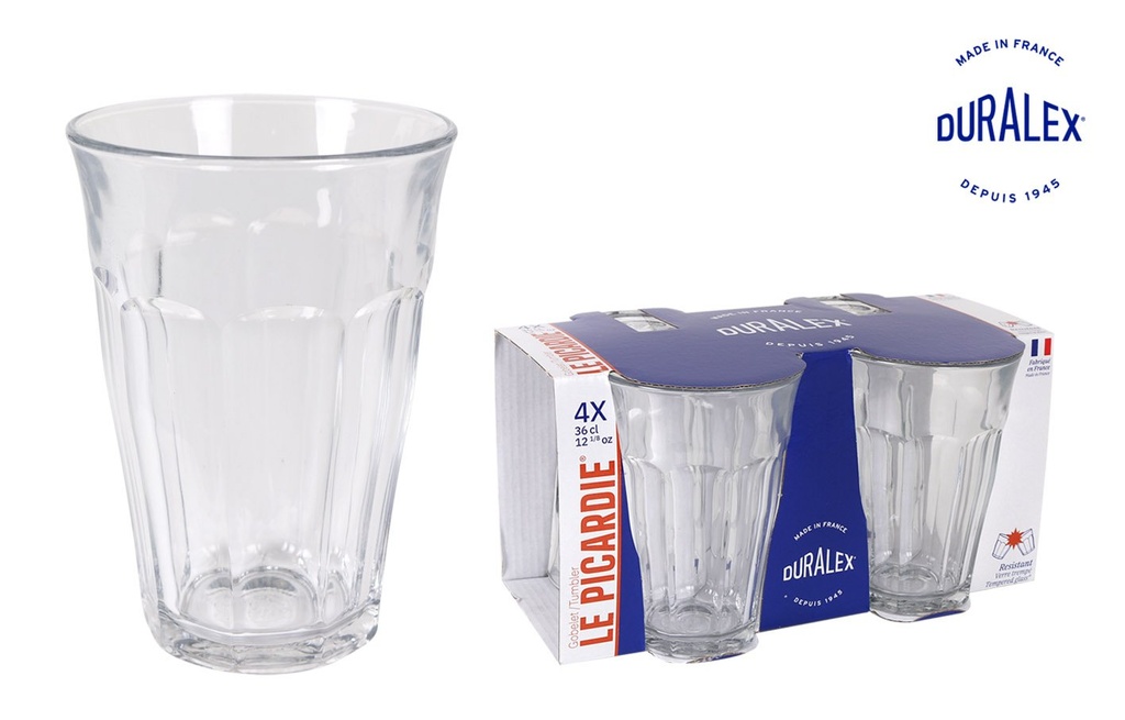 [T18-1029ACS] $SET 4 CLEAR GLASSES 360cc "PICARDIE"