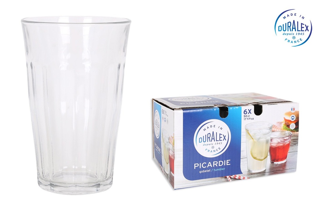 [T19-1030ABS] SET 6 CLEAR GLASSES 50cl "PICARDIE"