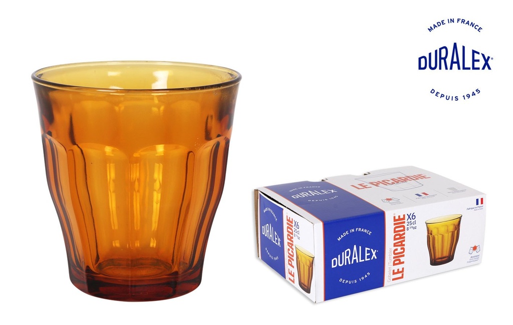 [A16-1027DBS] SET 6 VASO 25cl AMBAR "PICARDIE"
