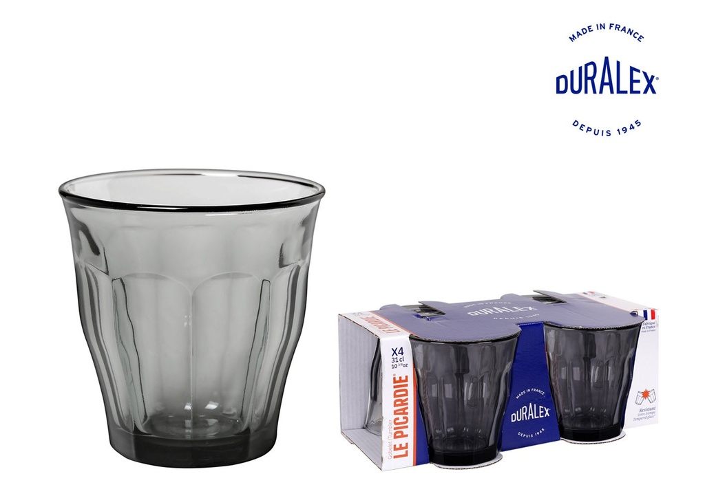 [CD1-1028HC] SET 4 VASO 31cl GRIS "PICARDIE"