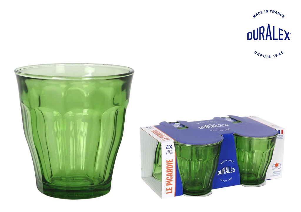 [V16-1027GC] (SP) SET 4 VASOS 25cl VERDES "PICAR