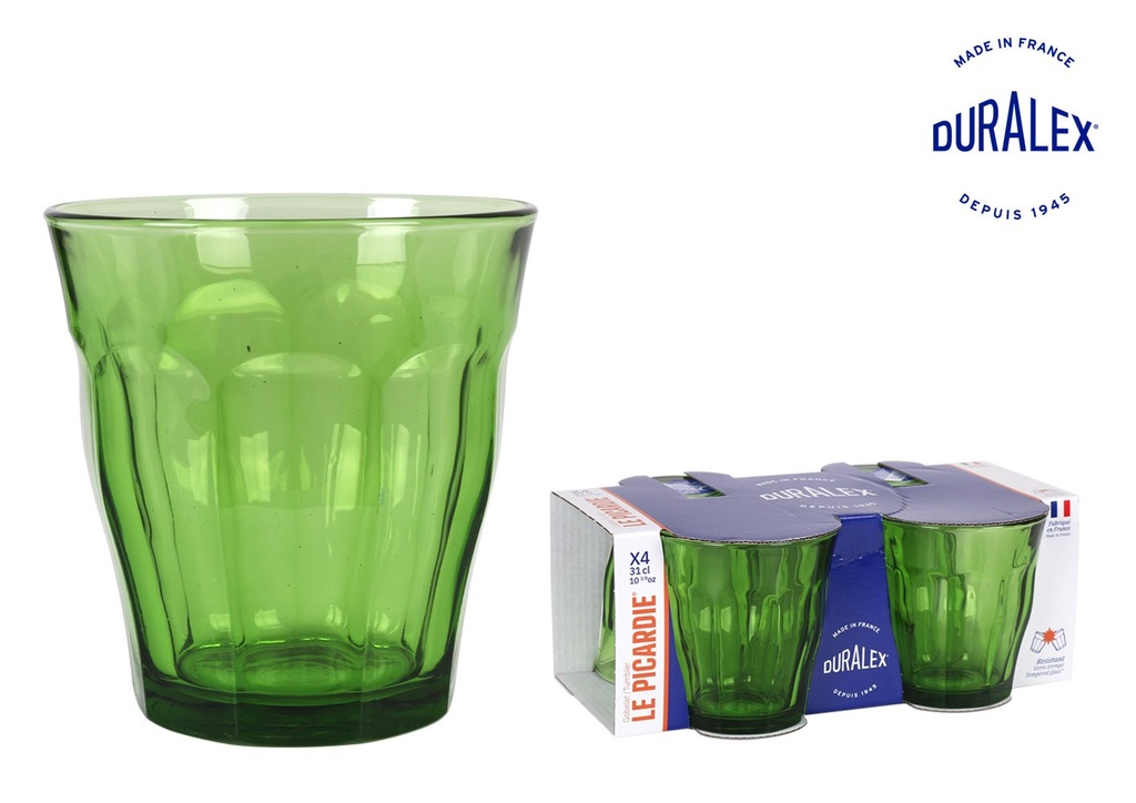 [V17-1028GC] $(SP) SET 4 VASO 31cl VERDE "PICARDIE"