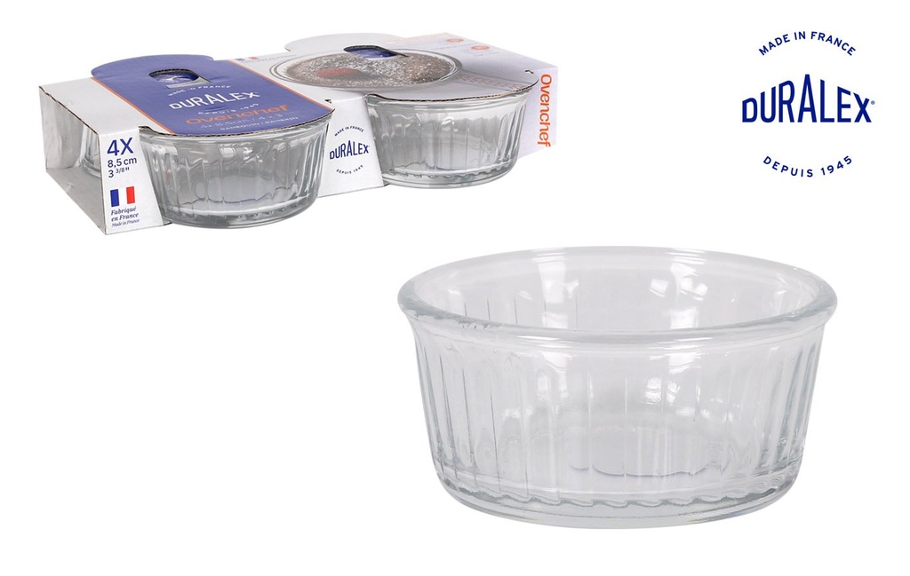 [T04-6008ACS] SET 4CLEAR RAMEKIN "OVENCHEF" 13cl