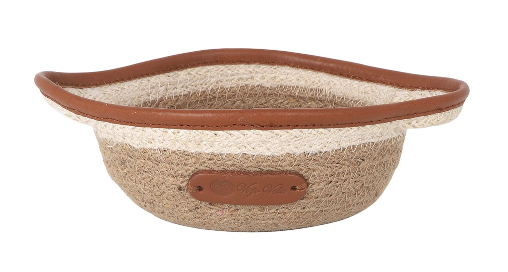 [B101V063C] CESTA YUTE RIBETE PIEL 15X7cm