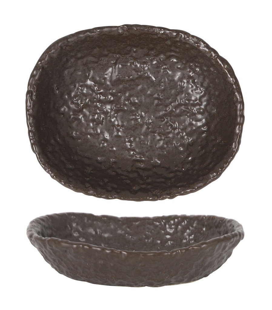[B997074A] #-48- BANDEJA OVAL MARRON OLEIRO 16x13x4cm