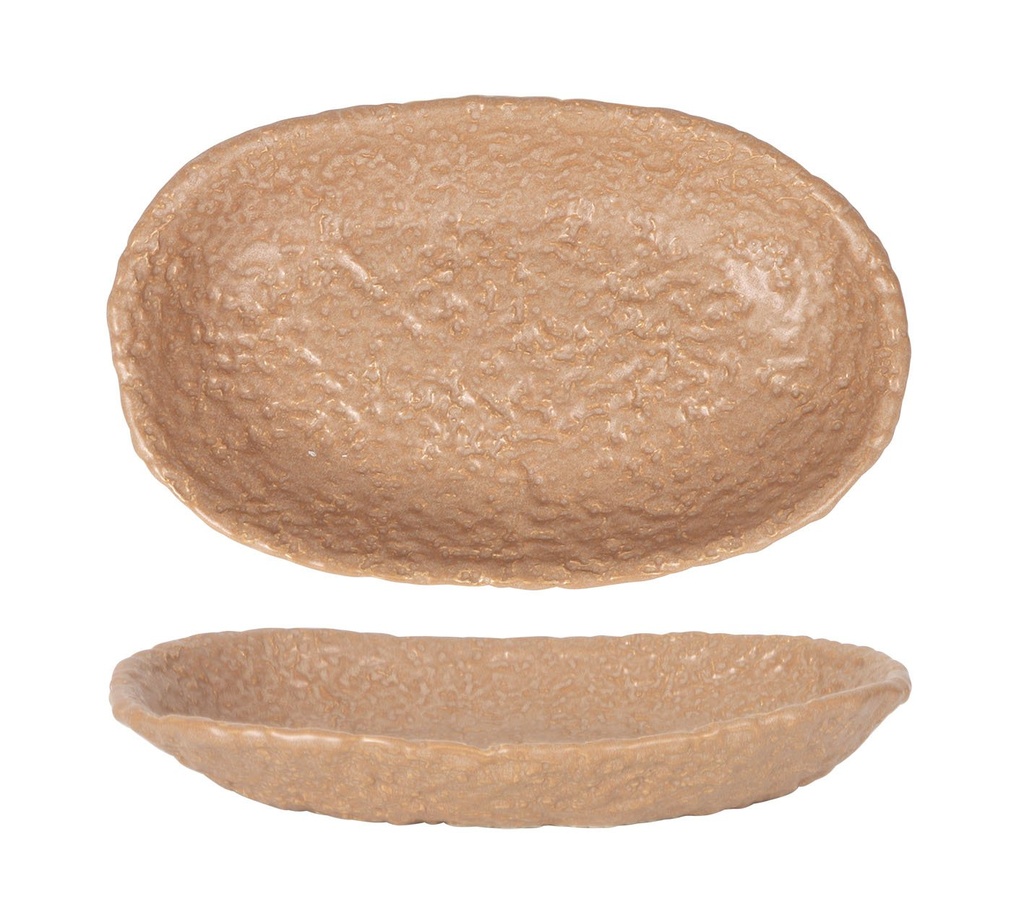[B997073B] #-24- BANDEJA OVAL BEIGE OLEIRO 26x16x4cm