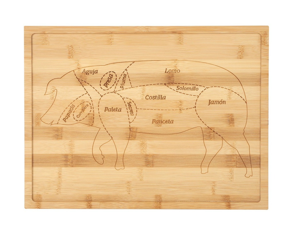 [B947150] BANDEJA BAMBU CERDO 39x30x2.5cm