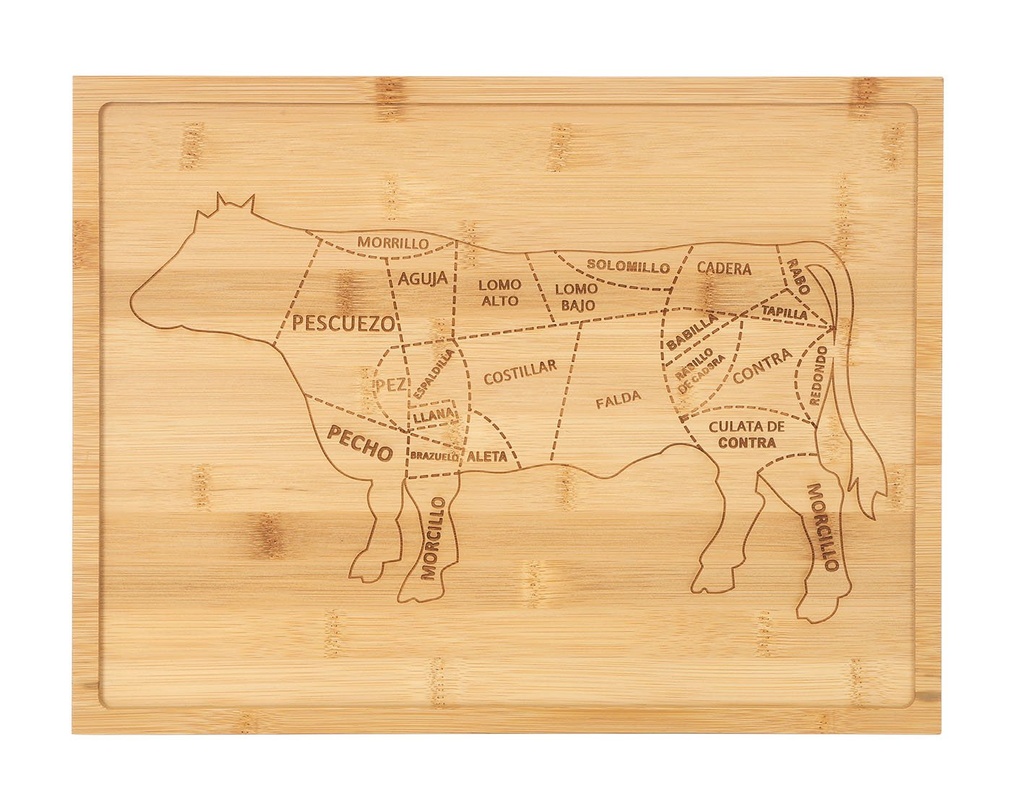 [B947151] COW BAMBOO TRAY 39x30x2.5cm