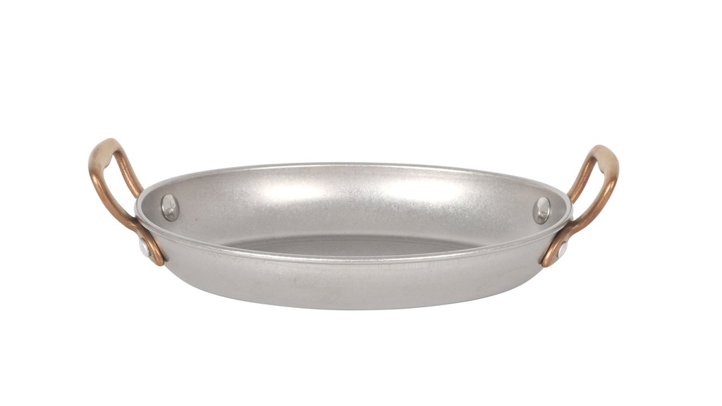 #-16- FUENTE OVAL PLATA VIEJA INOX VINTAGE18x13.5