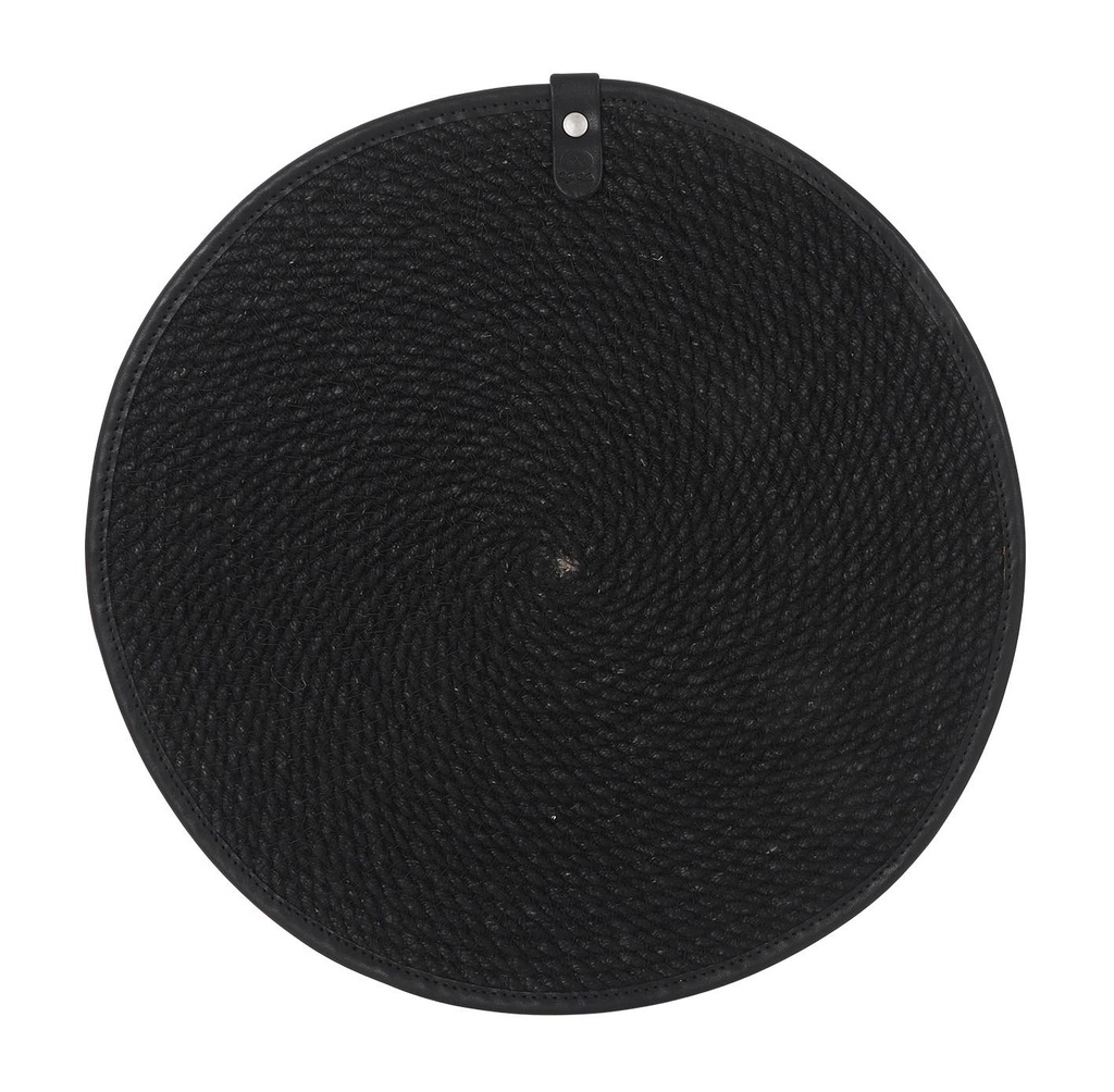[B101V050A] PLACEMAT JUTE BLACK LEATHER EDGE 35cm