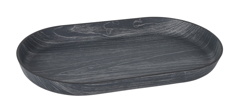 BLACK OVAL TRAY PS 28x15,5x2,5cm