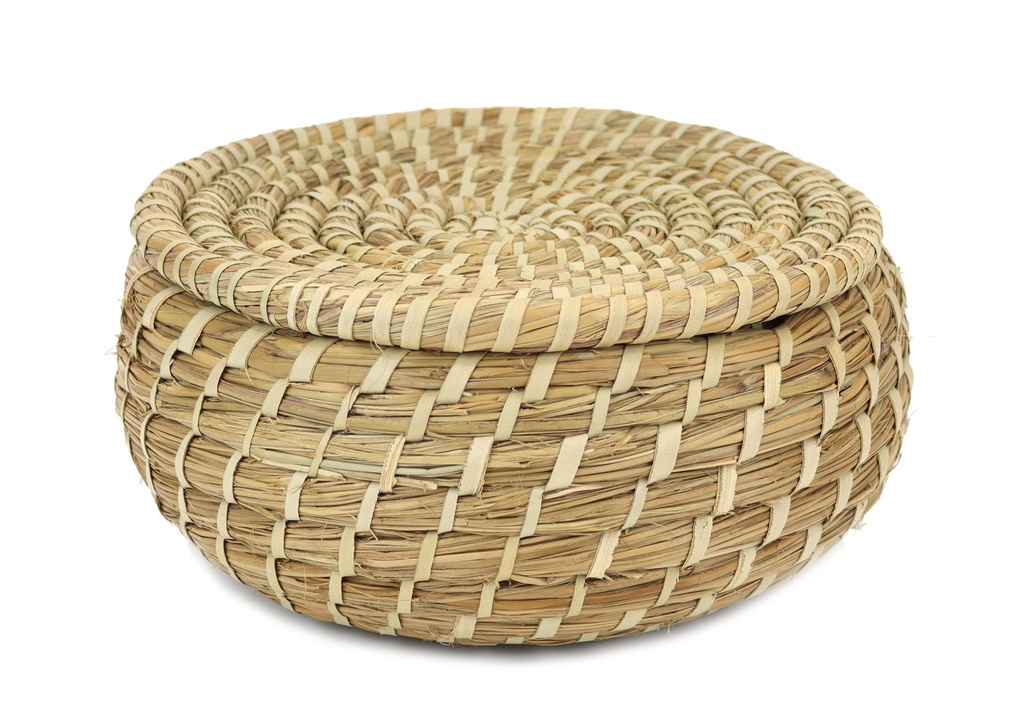 [B101V030] CESTA C/TAPA KAISAGRASS ø19x9cm